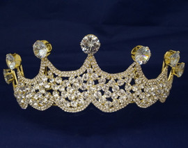 Gold Crystal Rhinestone Crown Tiara (TV041)