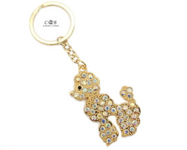 4" Gold Crystal Rhinestone Poodle Dog Keychain - Pack of 12