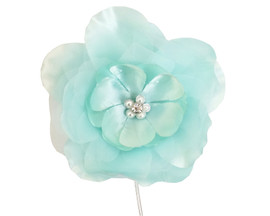 4.5" Aqua Large Silk Flowers with Rhinestone - Pack of 12 Pieces