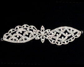 Flower Crystal Rhinestone Collar Bridal Trim - 1 Applique