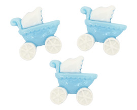 3/4" Blue Baby Carriage Baby Shower Mini Plastic Polyresin   - Pack of 100 Pieces