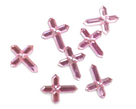 Miniature Pink Flat Back Acrylic Cross Rhinestones - Pack of 1000 Pieces