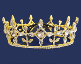 Gold Crystal Rhinestone Full King Crown Tiara (TV024)