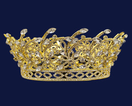 Gold Crystal Rhinestone  Full King Crown Tiara (TKG001)