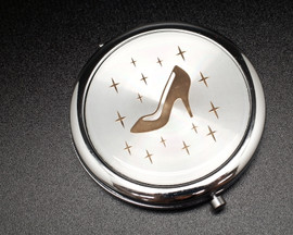 Gold Cinderella Slipper Compact Mirror - 12 Mis Quince Compact Hand Mirrors