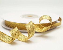 3/8" x 25 Yards Gold Metallic Taffeta Gift Ribbon - Pack of 15 rolls