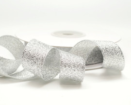 5/8" x 25 Yards Silver Metallic Taffeta Gift Ribbon - Pack of 10 rolls