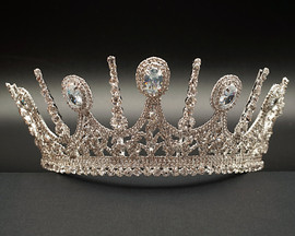 Silver  Royal Crystal Rhinestone Crown  (TKA007)