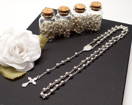 2" Plain Silver Cork Glass Bottle Rosary Favors - Pack of 12 Baptism Favors