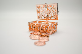 2.5" Rose Gold Rectangle Crystal Wedding Arras Set