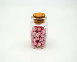 2" Plain Pink Cork Glass Bottle Rosary Favors - Pack of 12 Baptism Favors