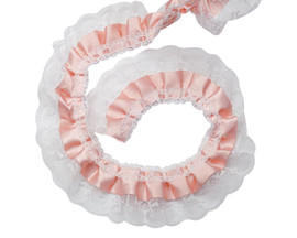 3.14 Inches Double Layer Ruffle Lace Trim Satin & Lace Trim Ribbon by the  Yard A1 -  Canada