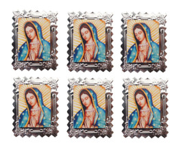 Guadalupe Silver Embossed Aluminum Foil Label - Pack of 100  Non-Adhesive Virgin Mary Stickers