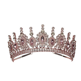 2.25" Rose Gold Tiara with Pink Rhinestones