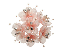 1.5" Blush Organza Flower with Rhinestones - Pack of 72