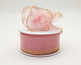 1.5"x25 yards Blush Gold Organza Pull Bows Gift Ribbon - Pack of 5 Rolls