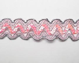 1" x 15 Yards Pink/Silver Metallic Trim - Pack of 5