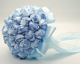 Blue Rose Bud Satin Bouquet