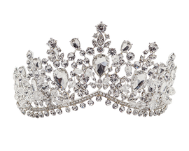 2 1/2" Silver Clear Rhinestone and Crystal Beaded Tiara  