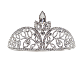 2 1/2" Silver Tiara with Rhinestones and Crystal Beads