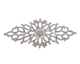 2 1/4" x 5 1/8" Silver Headpiece with Clear Rhinestones