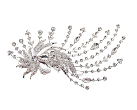 3" x 5 1/2" Silver Headpiece with Clear Rhinestones and Gem Stones