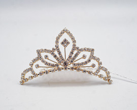 1 1/2" x 3 1/4" Gold Tiara with Clear Rhinestones (TM037)