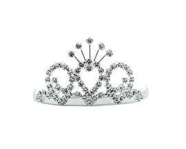 1 3/8" x 2 3/4" Silver Mini Tiara with Clear Rhinestones - Pack of 12