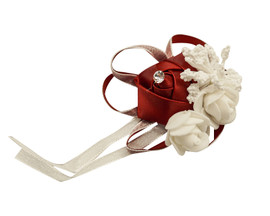 2 3/4" Burgundy Satin Rose Flower Pin Boutonniere  - Pack of 12 Pin Corsages