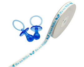 3/8"x 25 yards Es un Niño Baby Shower Spanish Grosgrain Gift Ribbon - Pack of 15 Rolls