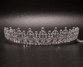 1 1/4" Silver Tiara with Clear Gem Stones (TX029)