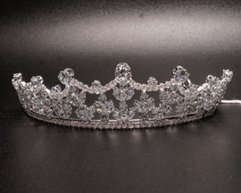 1 3/4" Silver Tiara with Clear Rhinestones and Gem Stones (TY027)