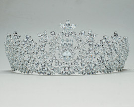 2 3/4" Silver Tiara with Clear Rhinestone and Gem Stones