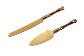 Rose Gold Cake Knife and Server Sets with Rose Gold Handle 