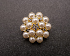 1 3/8" Yellow Gold Round Pearl Cluster Brooch - Pack of 12