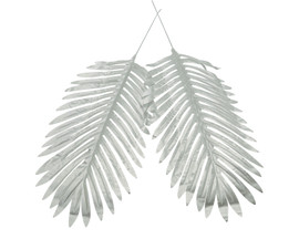 7"x 20 1/2" Silver Artificial Palm Leaf for Floral Arrangements   - Pack of 12