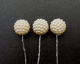 1/2"x 5" White Round Pearl Cluster Billy Balls Flower Spray - Pack of 48