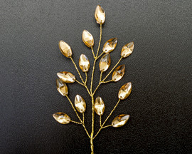 2 1/2" 7 1/2" Gold Crystal Bead Leaf Spray - Pack of 12