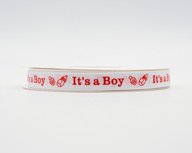 3/8"x 25 yards Red It's a Boy Baby Shower Printed Grosgrain Gift Ribbon - Pack of 15 Rolls