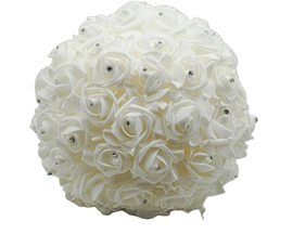 10 1/2"x 11" White Soft Foam Rose Rhinestone Bouquet - 1 Piece