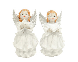 2 Styles of Poly Resin Angels One Holding Dove One Holding Book - Set of 2 Figurine