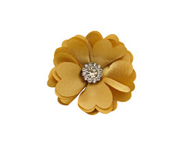 2" Wide Gold Single Rhinestone Center 3D Satin Flower - Bag of 100 Pieces