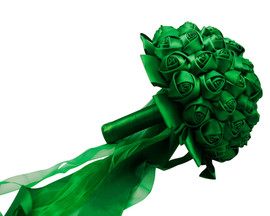 Emerald Rose Bud Satin Bouquet