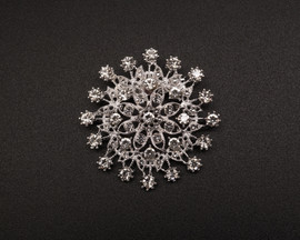 2" Sliver Pointed Floral Brooch with Clear Rhinestones - Pack of 12