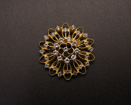 1 3/4" Gold Gorgeous Studded Floral Brooch Pin - Pack of 12
