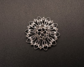 1 3/4" Silver Gorgeous Studded Floral Brooch Pin - Pack of 12