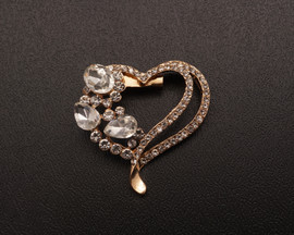 1 5/8" Old Dazzling Heart-Shaped Brooch Pin - Pack of 12