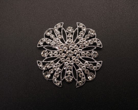 2 5/8" Silver Dazzling Vintage Flower Brooch Pin - Pack of 12