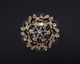 2 1/2" Gold Crystal Rhinestone Swirled Floral Brooch  - Pack of 12