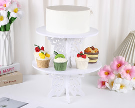 2 Piece Butterfly White Wooden Cake Dessert Stand 2 Piece Butterfly White Wooden Cake Dessert Stand
